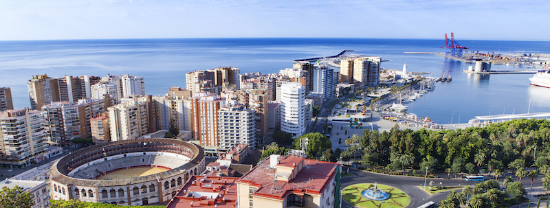 El puerto de Málaga desde Gibralfaro